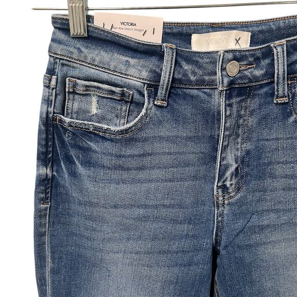 VERVET NWT Victoria High-Rise Cuffed Straight Jeans Sz 27 - Picture 5 of 10
